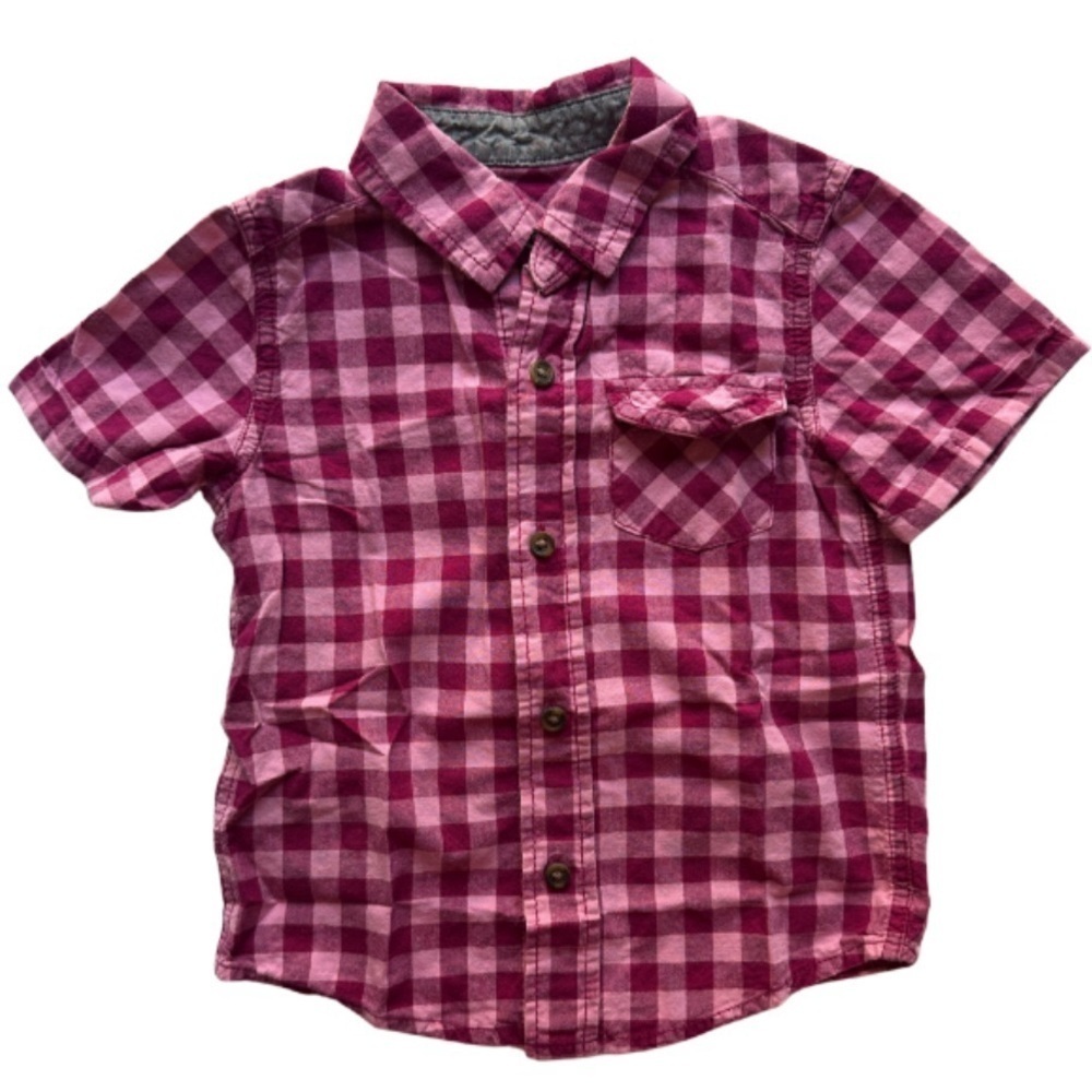 Cat & Jack Boys Short Sleeve Plaid Button Down Shirt